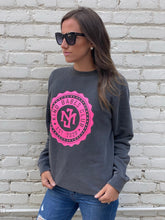 Load image into Gallery viewer, Kind Babes Club Crewneck // Charcoal Hot Pink